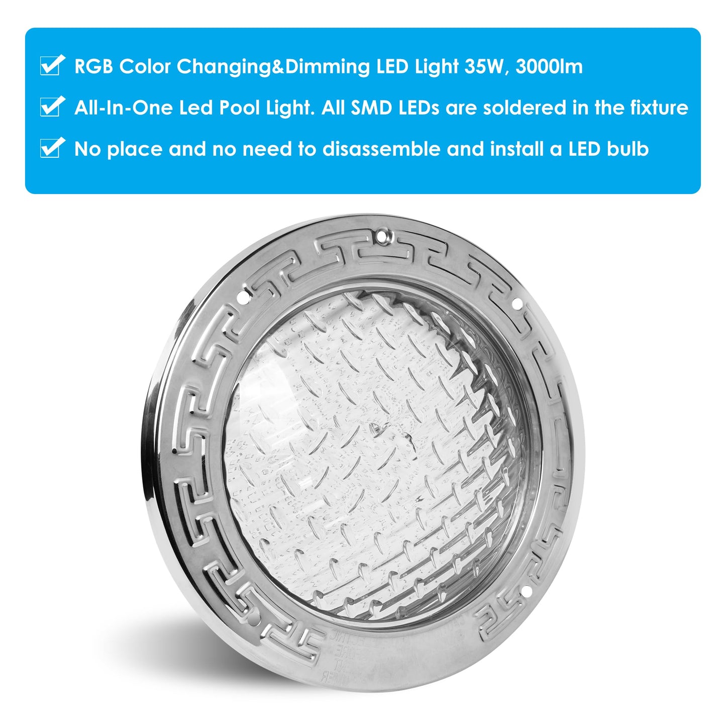 X Color Change Inground Pool Light, 10" 35W 3000lm