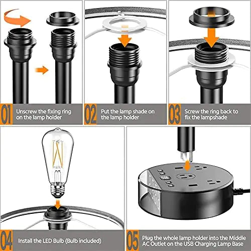 X Bedside Table Lamp Alarm Clock Charging - 3 Brightness Level