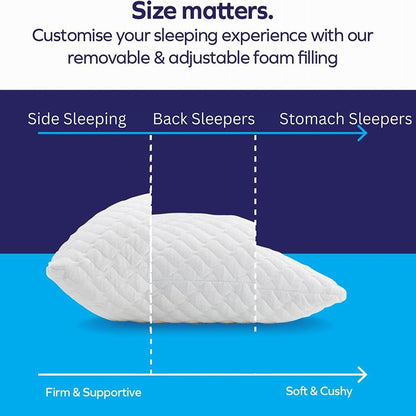 X Shredded Memory Foam Bed Pillows for Sleeping, with Washable Removable Bamboo Cooling Sleep Pillow for Back and Side Sleeper
