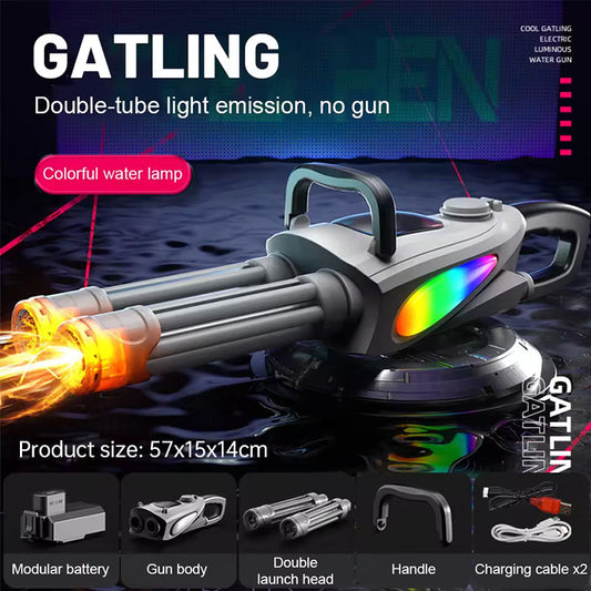 X Electric LED Rotating Gatling WATER GUN - Auto-Spray Blaster