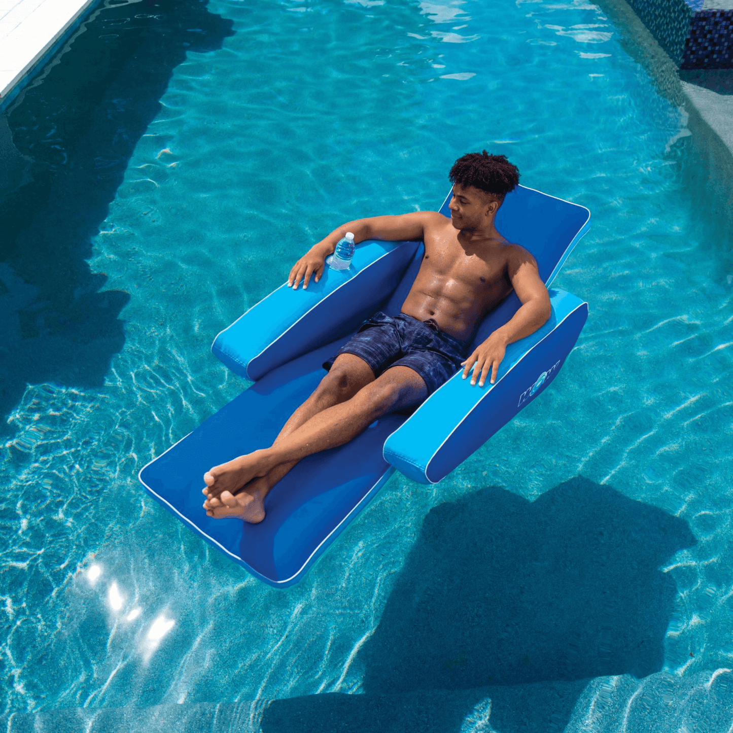 X WOW Watersports Modern Lounger Pool Float with Cup Holder and Reclining Back