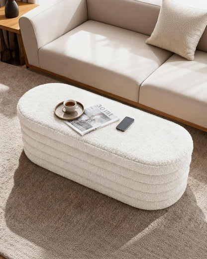 X 43 Inch SherpaWhite Upholstered Storage Ottoman Bench