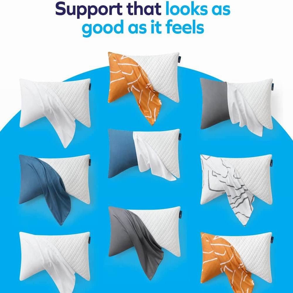 X Shredded Memory Foam Bed Pillows for Sleeping, with Washable Removable Bamboo Cooling Sleep Pillow for Back and Side Sleeper