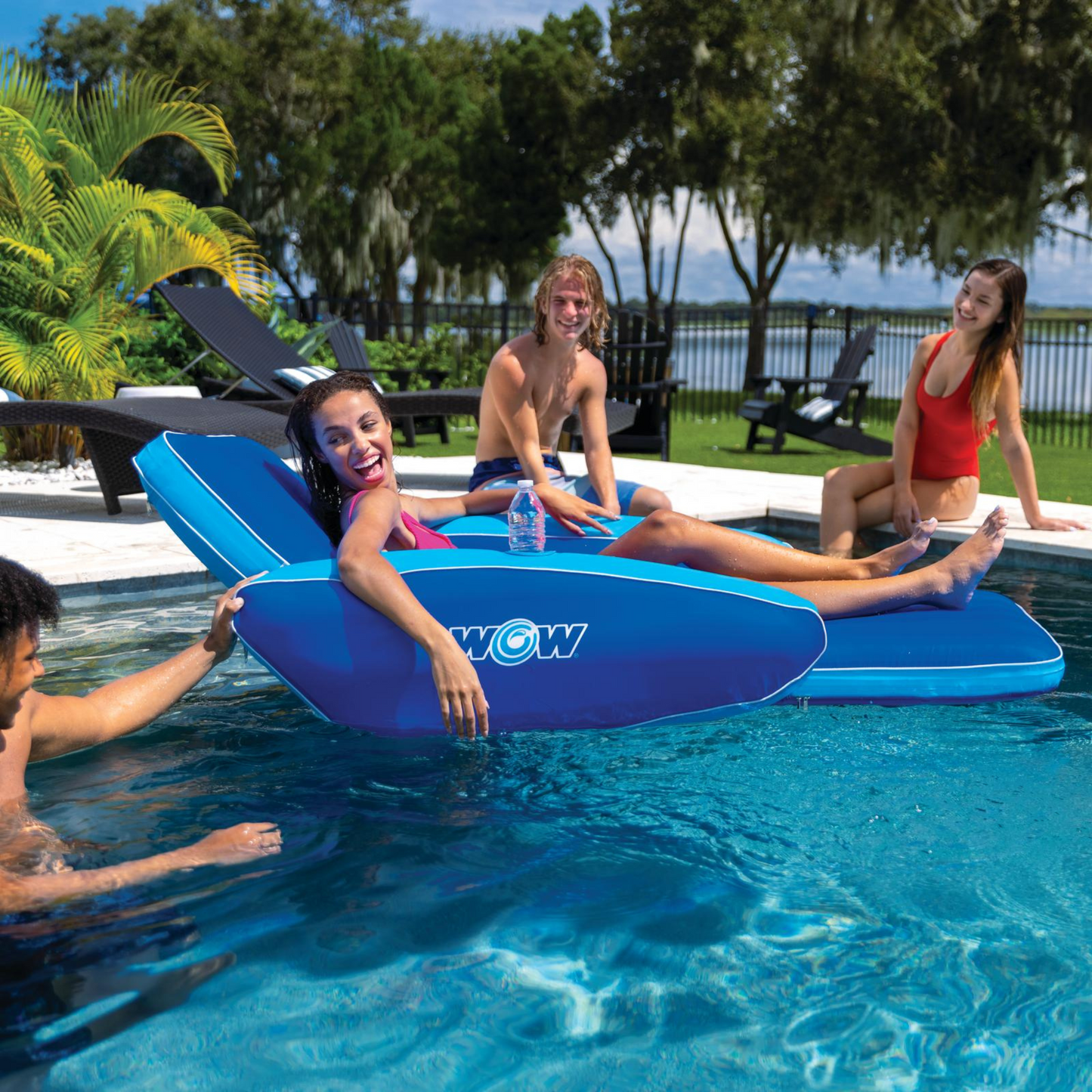 X WOW Watersports Modern Lounger Pool Float with Cupholder