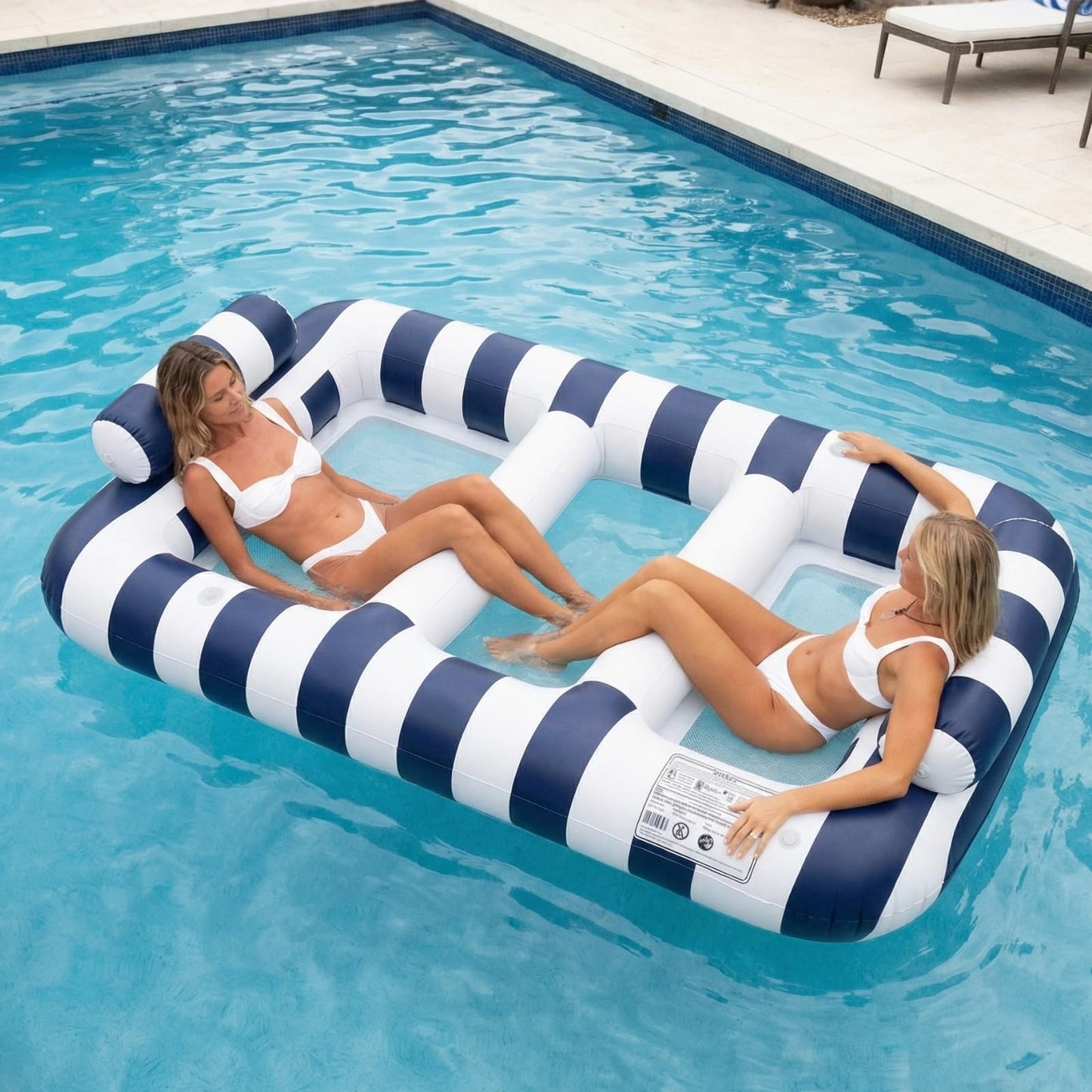 X Navy Blue Twin Hammock Pool Float