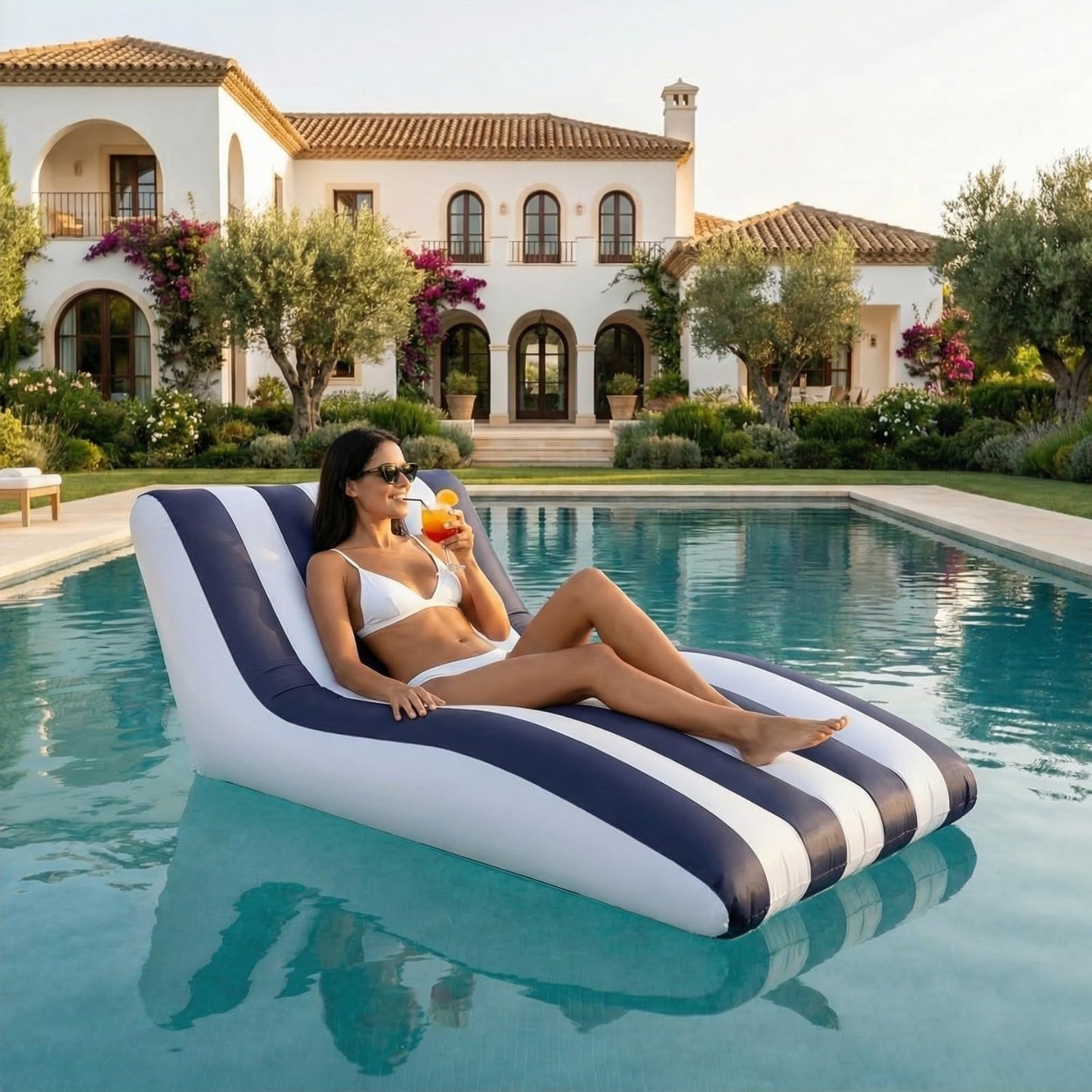 X Mediterranean Stripe Pool Lounger