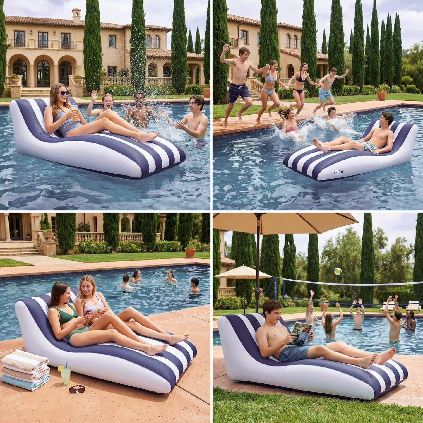 X Mediterranean Stripe Pool Lounger