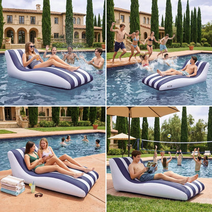 X Mediterranean Stripe Pool Lounger