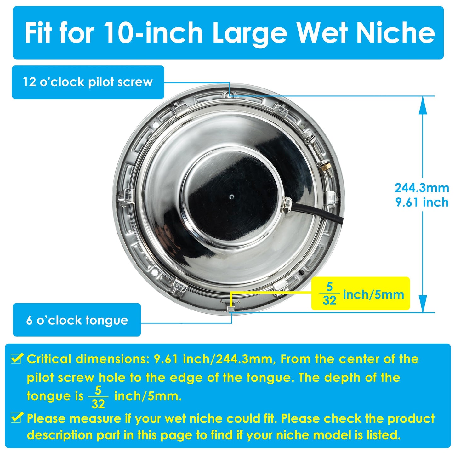 X Color Change Inground Pool Light, 10" 35W 3000lm