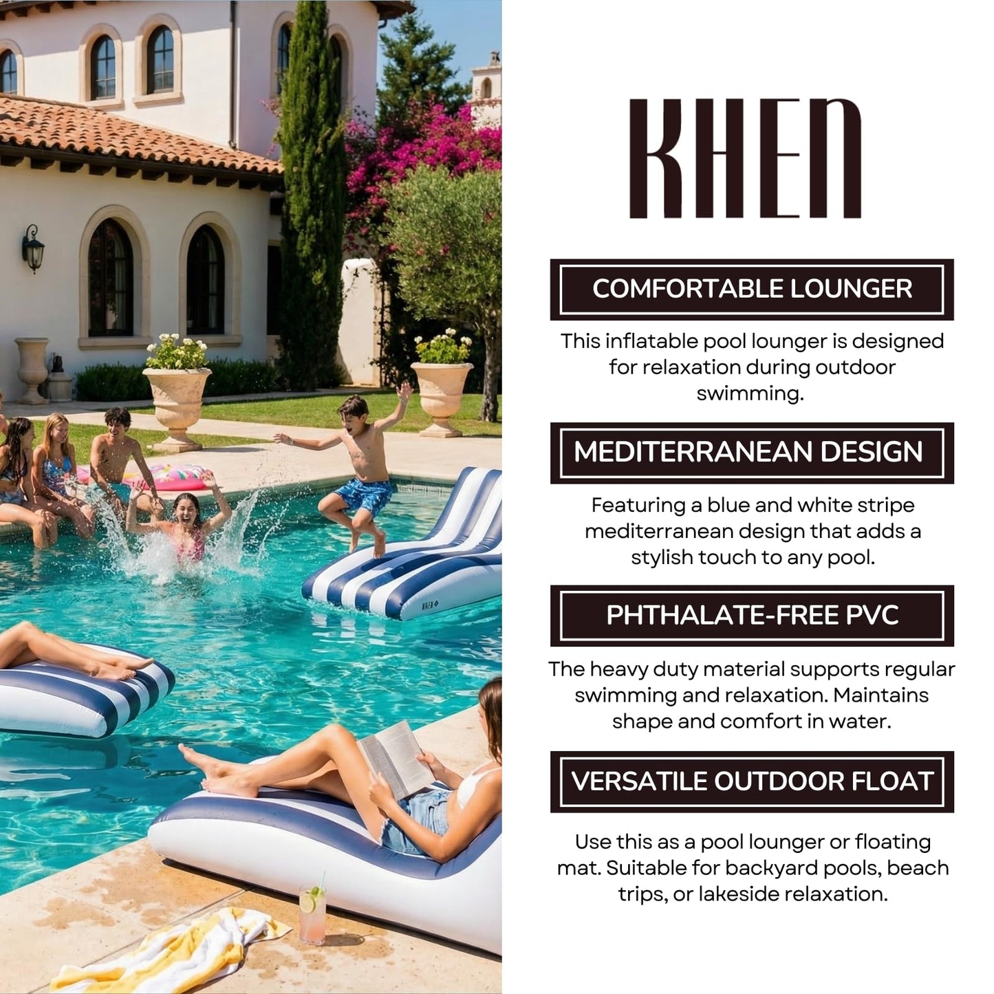 X Mediterranean Stripe Pool Lounger