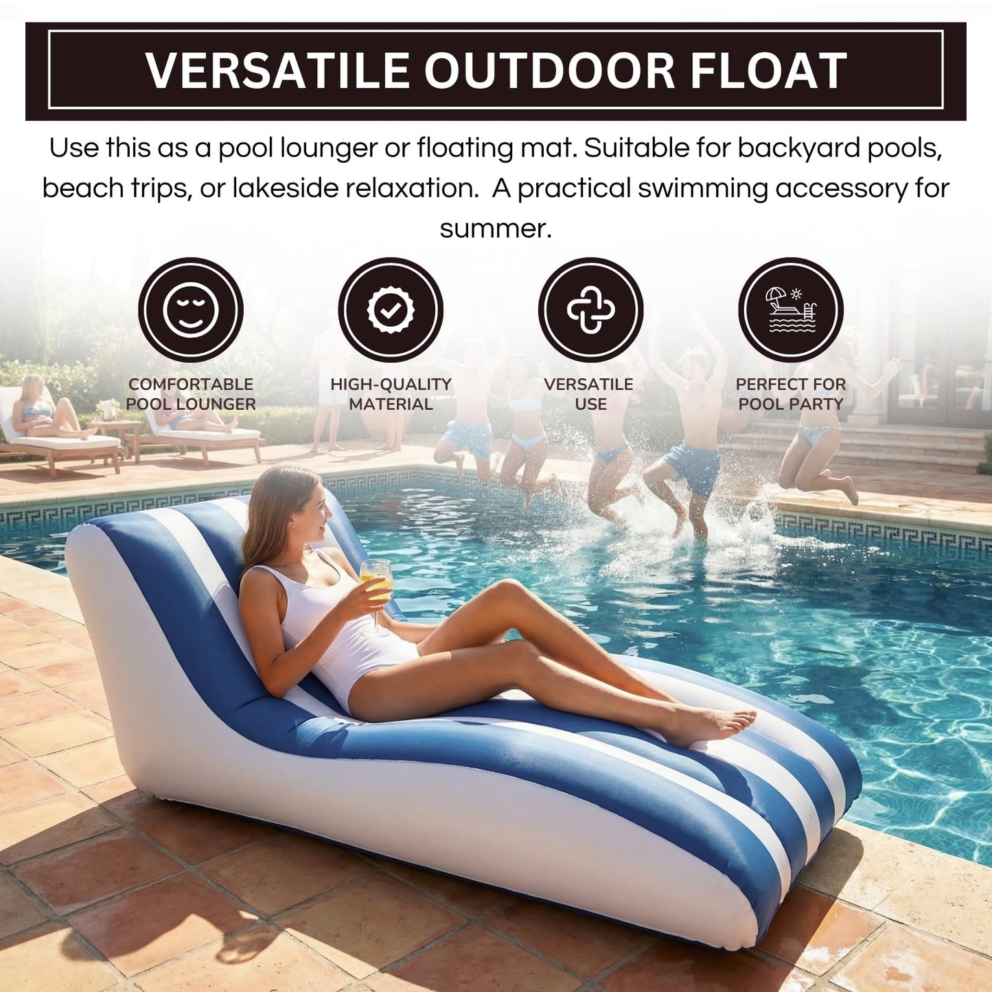 X Mediterranean Stripe Pool Lounger