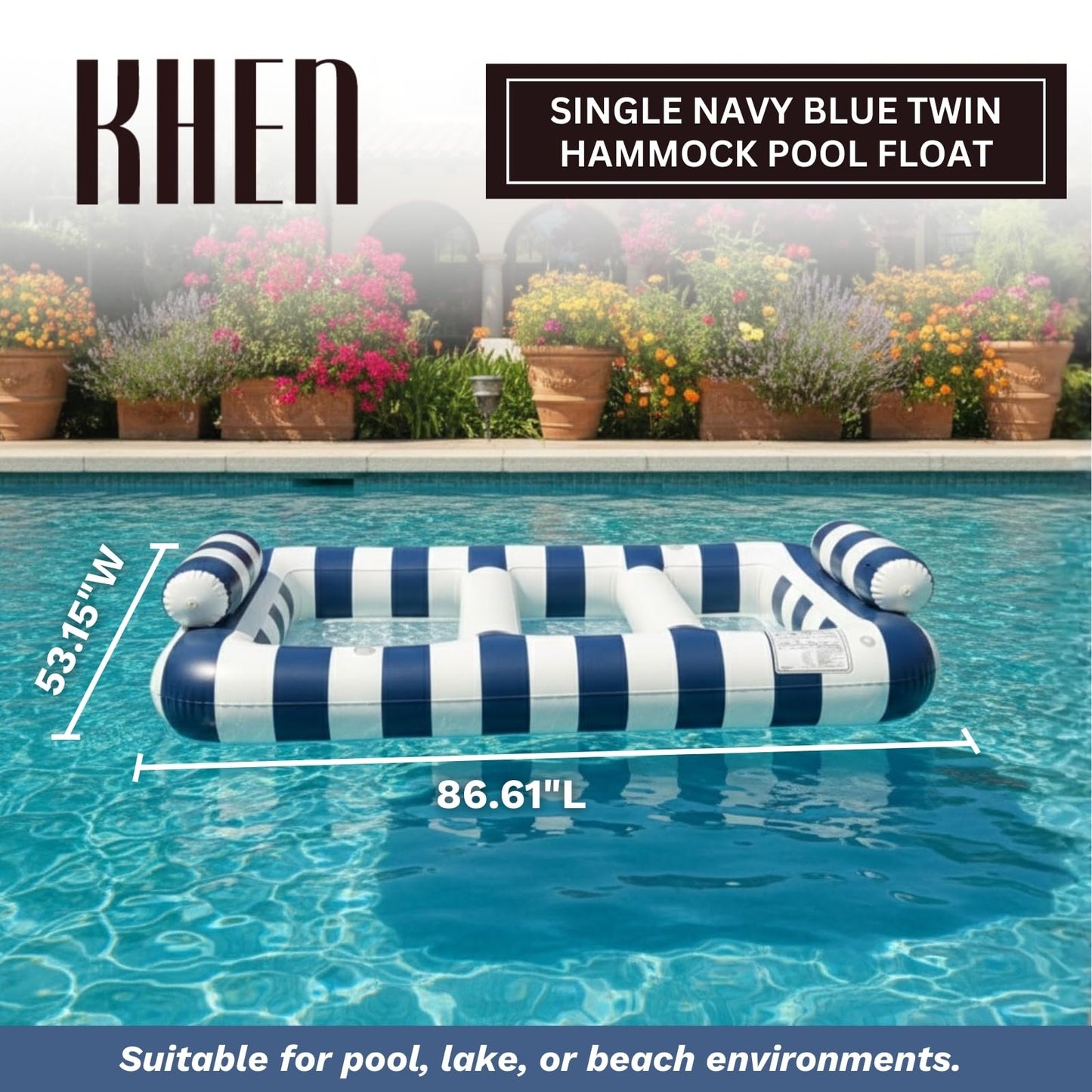 X Navy Blue Twin Hammock Pool Float