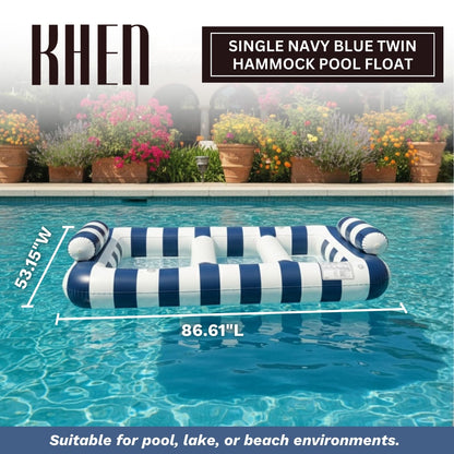 X Navy Blue Twin Hammock Pool Float