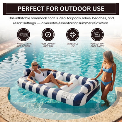 X Navy Blue Twin Hammock Pool Float