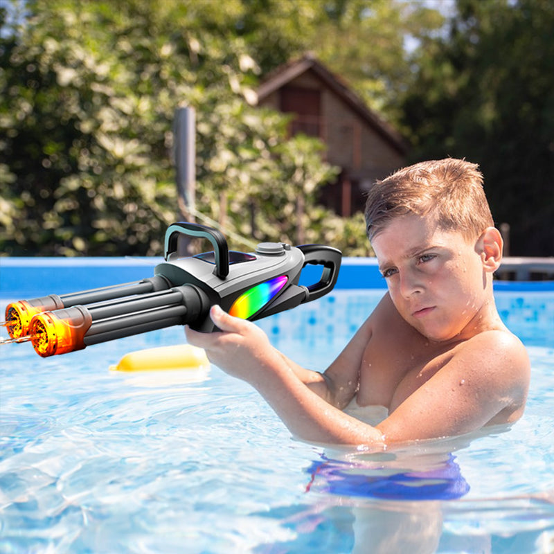 X Electric LED Rotating Gatling WATER GUN - Auto-Spray Blaster