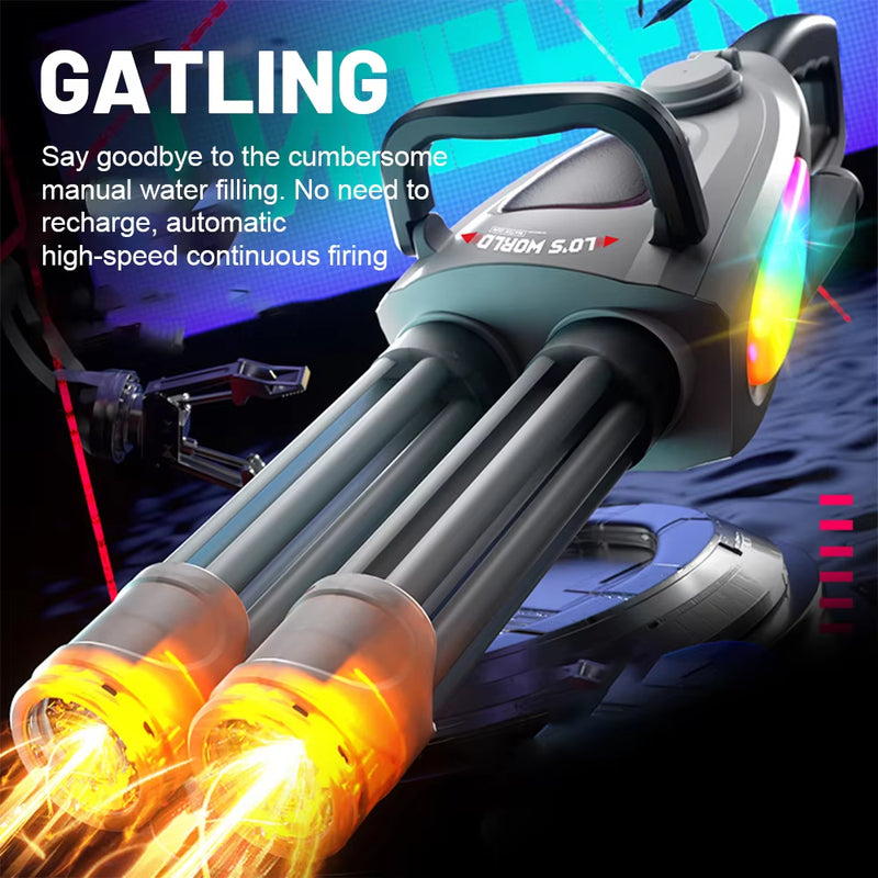X Electric LED Rotating Gatling WATER GUN - Auto-Spray Blaster