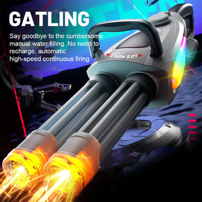 X Electric LED Rotating Gatling WATER GUN - Auto-Spray Blaster