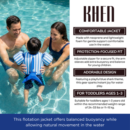 X Floating Jackets with Sleeves for Pool or Beach | 1-3 Years | Blue Shark