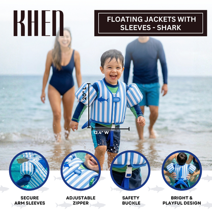 X Floating Jackets with Sleeves for Pool or Beach | 1-3 Years | Blue Shark
