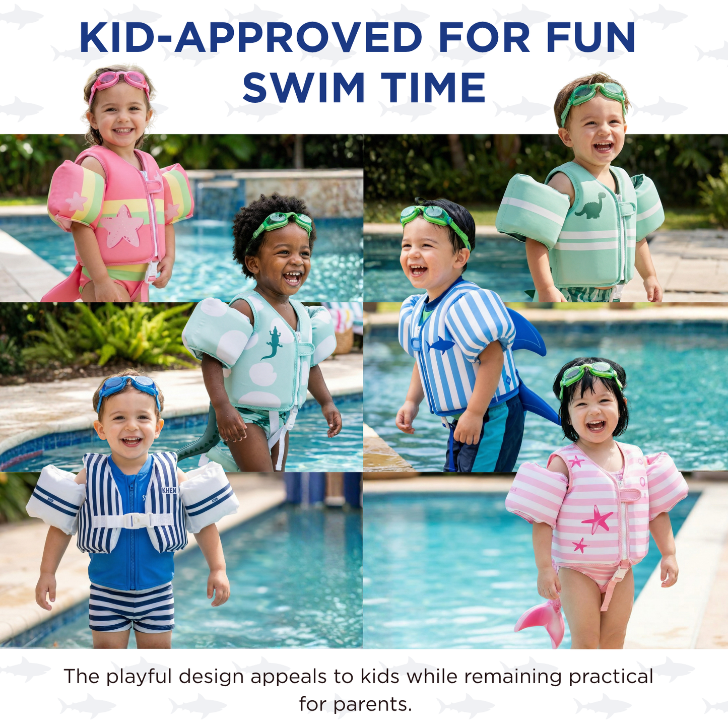 X Floating Jackets with Sleeves for Pool or Beach | 1-3 Years | Blue Shark