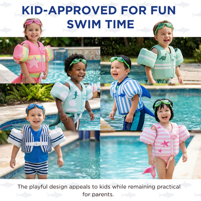 X Floating Jackets with Sleeves for Pool or Beach | 1-3 Years | Blue Shark