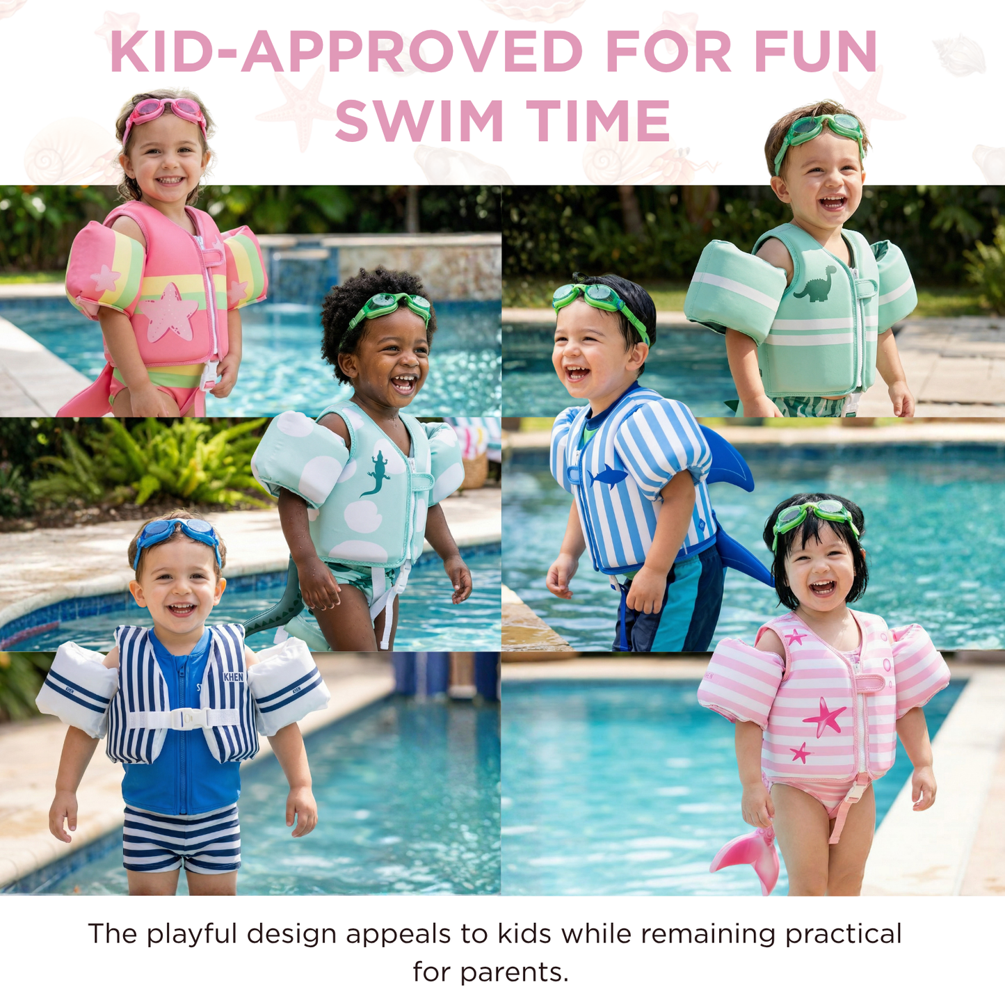 X Floating Jackets with Sleeves for Pool or Beach | 1-3 Years | Pink Mermaid