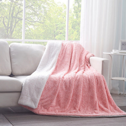 X DaDa Bedding Luxury Blossom Pink Rose Buds Throw Blanket