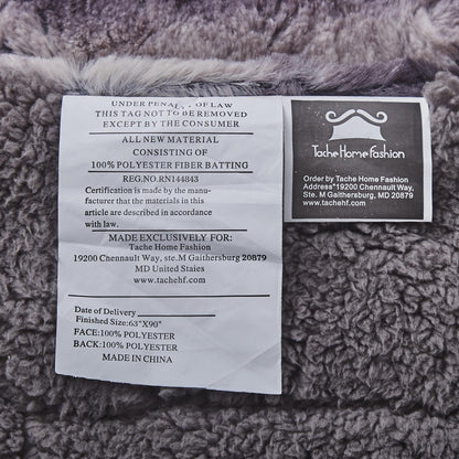 X Tache Luxury Black Striped Faux Fur Throw Blanket