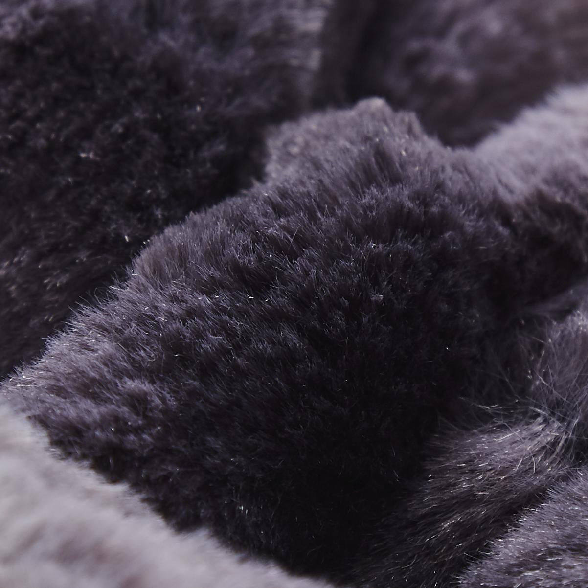 X Tache Luxury Black Striped Faux Fur Throw Blanket