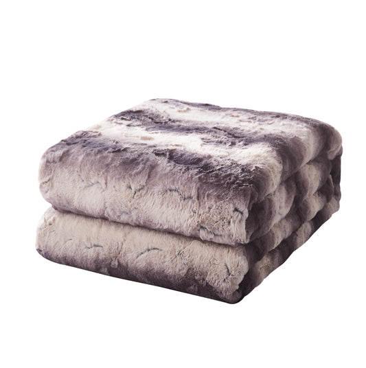 X Tache Luxury Black Striped Faux Fur Throw Blanket