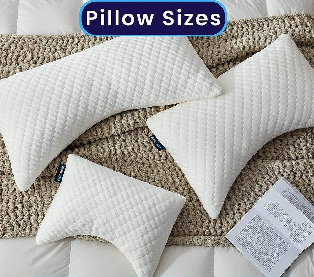 X Shredded Memory Foam Bed Pillows for Sleeping, with Washable Removable Bamboo Cooling Sleep Pillow for Back and Side Sleeper
