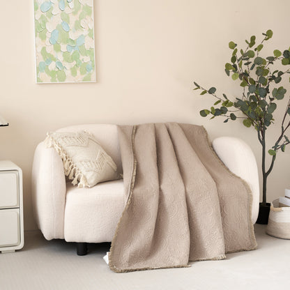 X DaDa Bedding Elegant Fringed 100% Cotton Quilted Throw Blanket - Luxurious 50x60 Inches