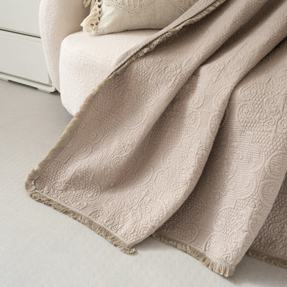 X DaDa Bedding Elegant Fringed 100% Cotton Quilted Throw Blanket - Luxurious 50x60 Inches