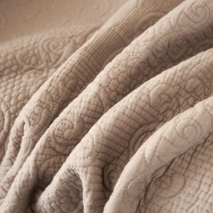 X DaDa Bedding Elegant Fringed 100% Cotton Quilted Throw Blanket - Luxurious 50x60 Inches