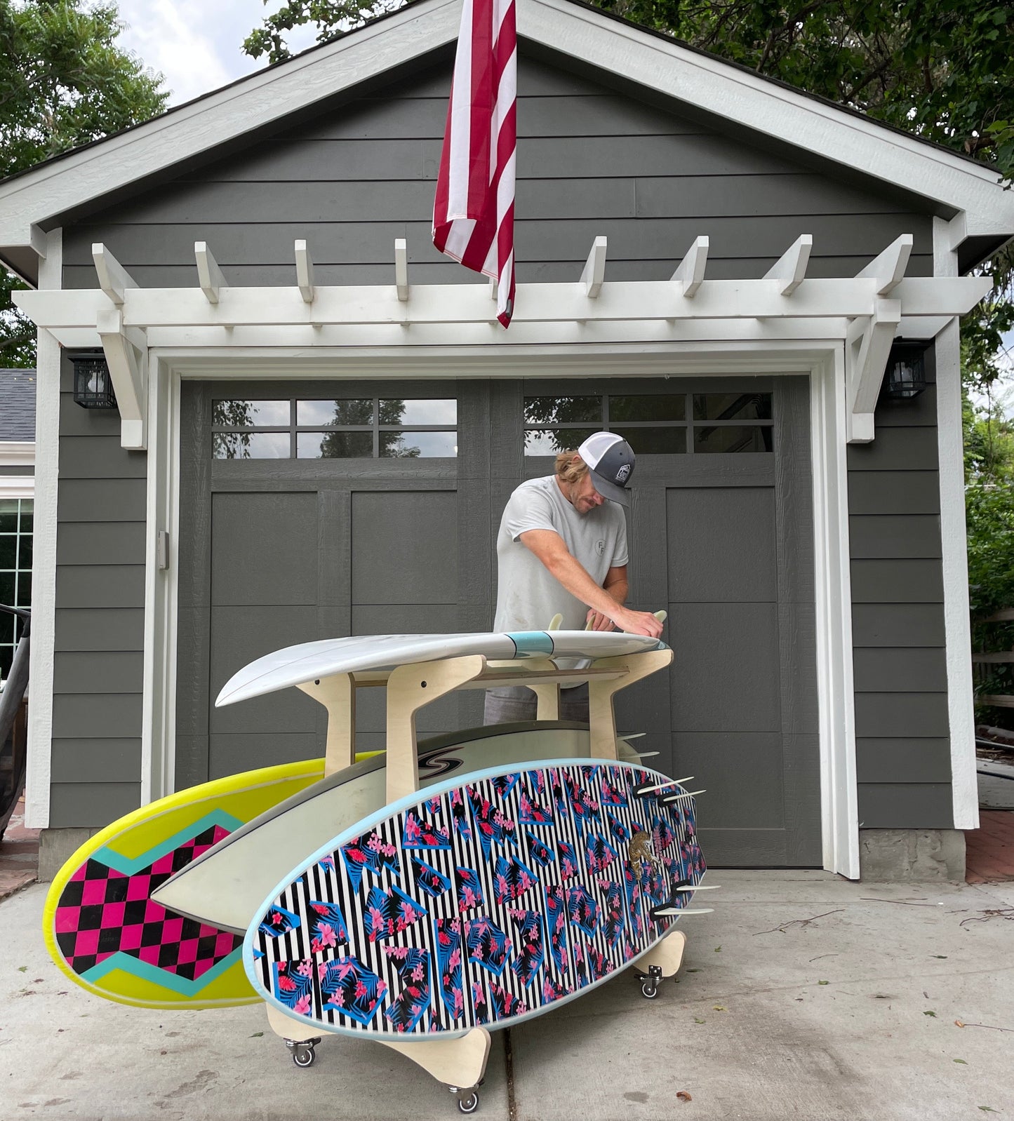 X THE DROP IN surfboard storage work bench