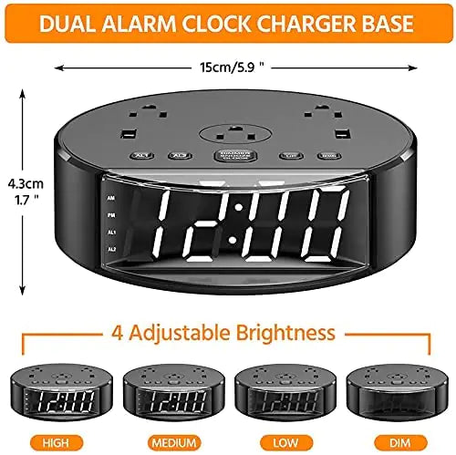 X Bedside Table Lamp Alarm Clock Charging - 3 Brightness Level