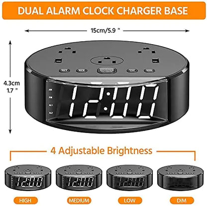 X Bedside Table Lamp Alarm Clock Charging - 3 Brightness Level