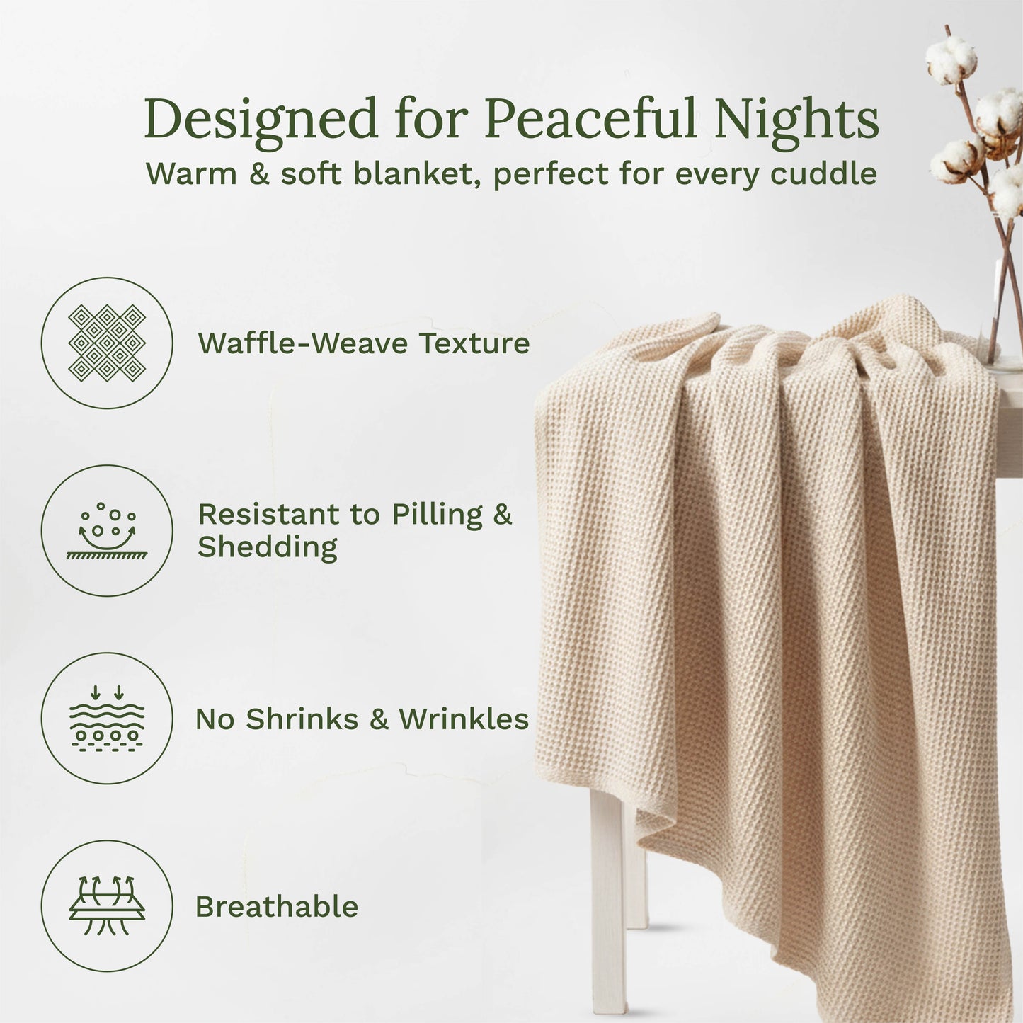 X 100% cotton Waffle Weave Blanket