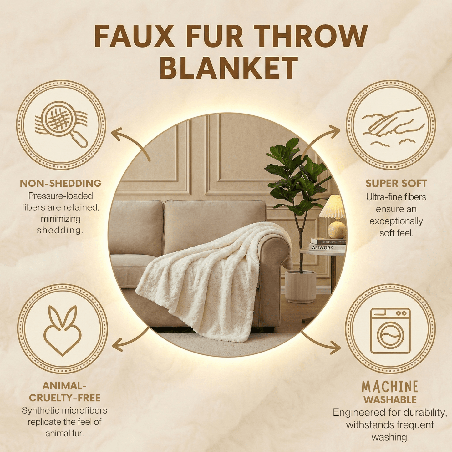 X DaDa Bedding Luxury White Roses Fluffy Soft Throw Blanket