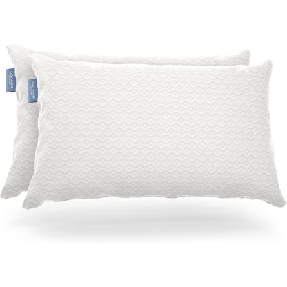 X Set of 2 Queen Shredded Memory Foam Pillows with Luxury Bamboo Breathable Cover