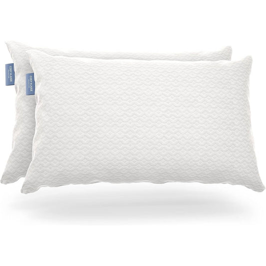 X Set of 2 Queen Shredded Memory Foam Pillows with Luxury Bamboo Breathable Cover