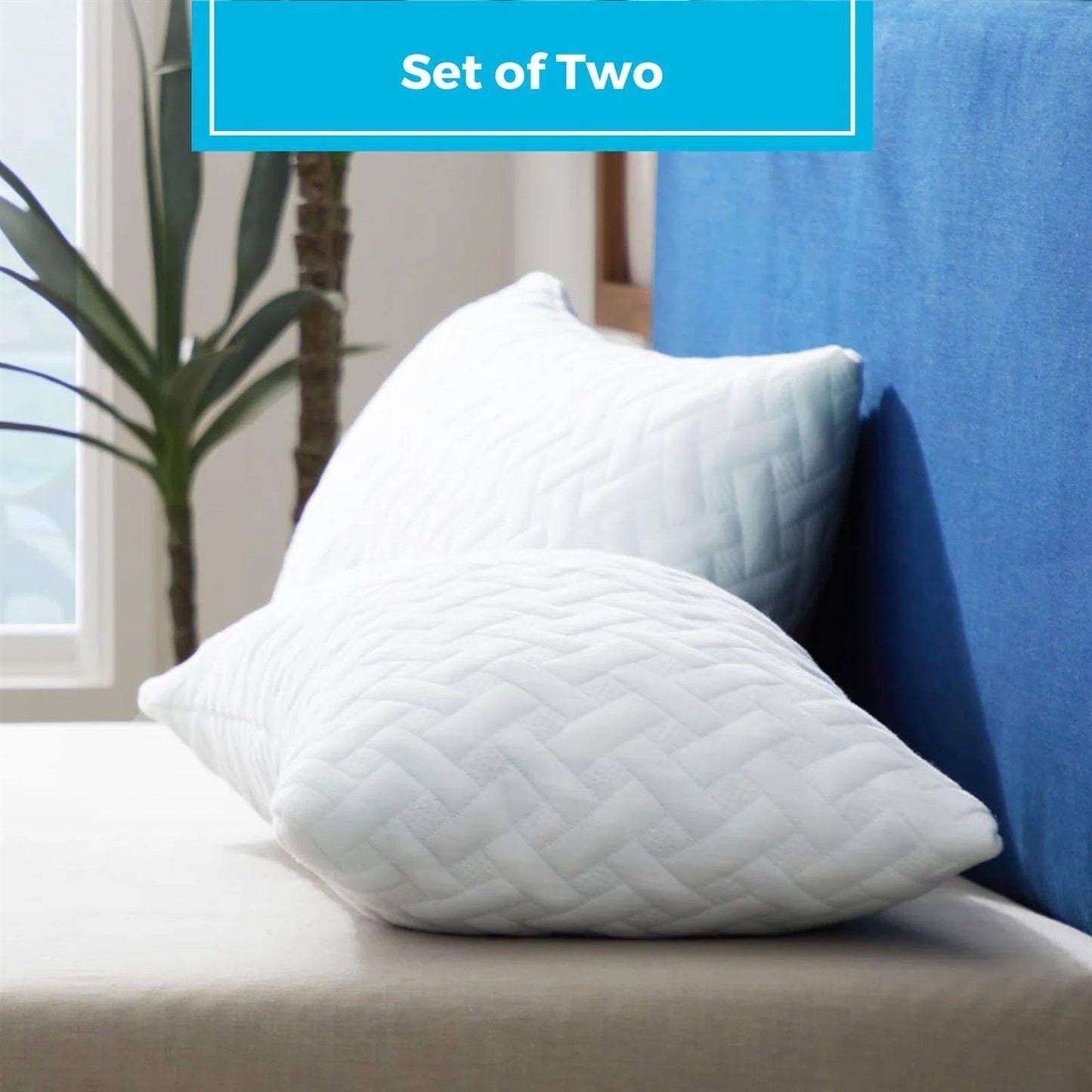 X Set of 2 - Shredded Memory Foam Bed Pillows with 2 Pillowcases - Standard size