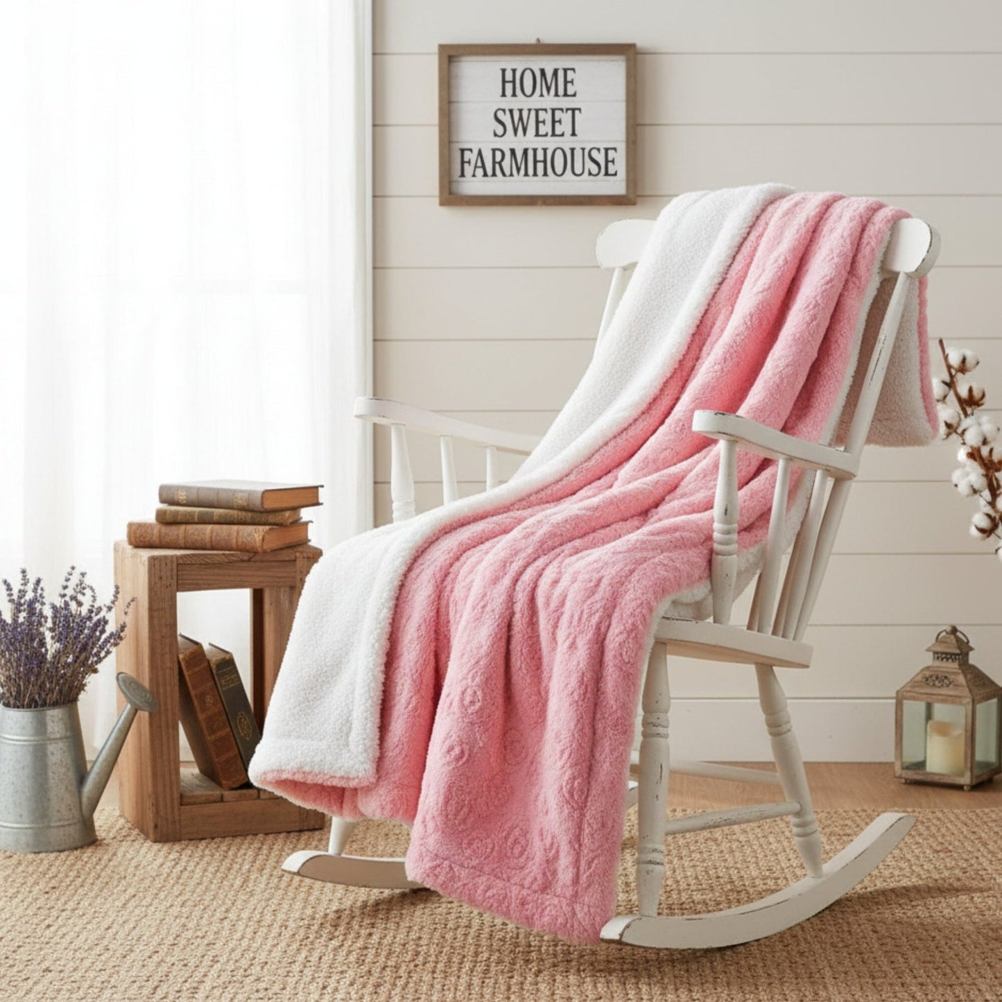 X DaDa Bedding Luxury Blossom Pink Rose Buds Throw Blanket