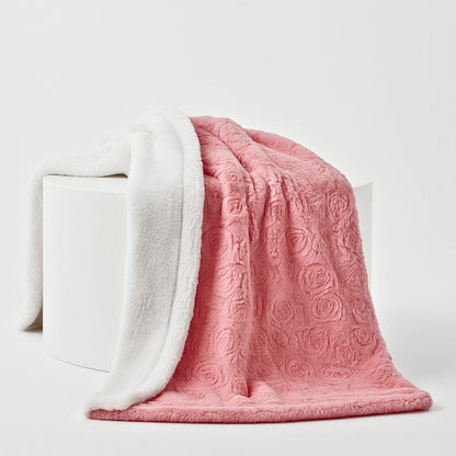 X DaDa Bedding Luxury Blossom Pink Rose Buds Throw Blanket