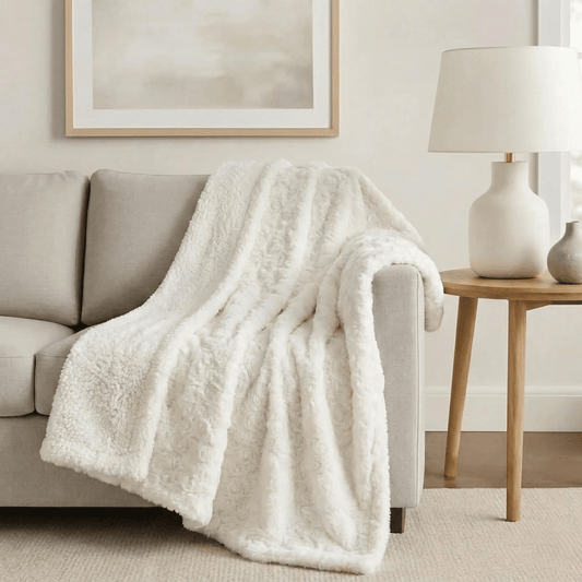 X DaDa Bedding Luxury White Roses Fluffy Soft Throw Blanket