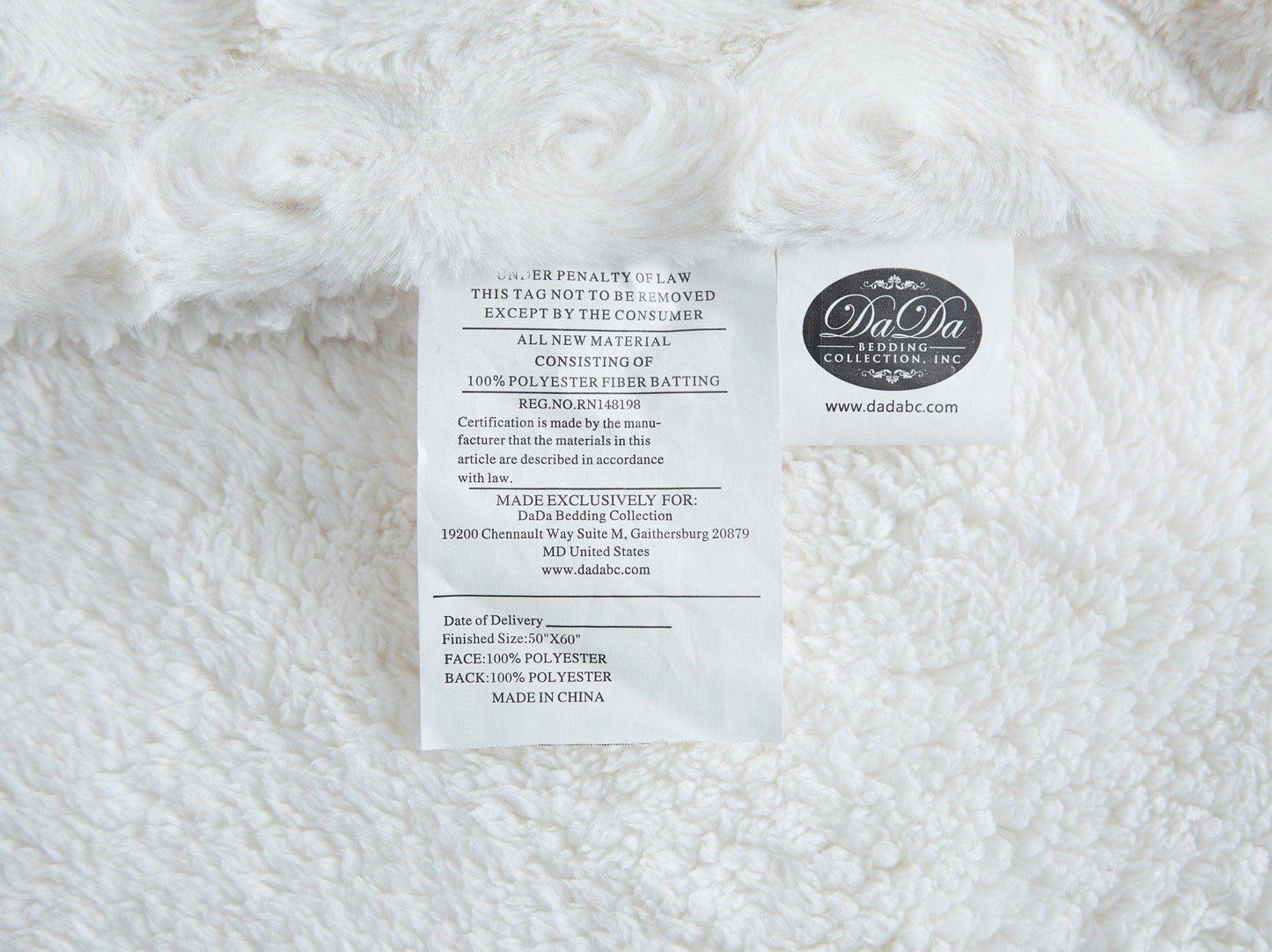 X DaDa Bedding Luxury White Roses Fluffy Soft Throw Blanket