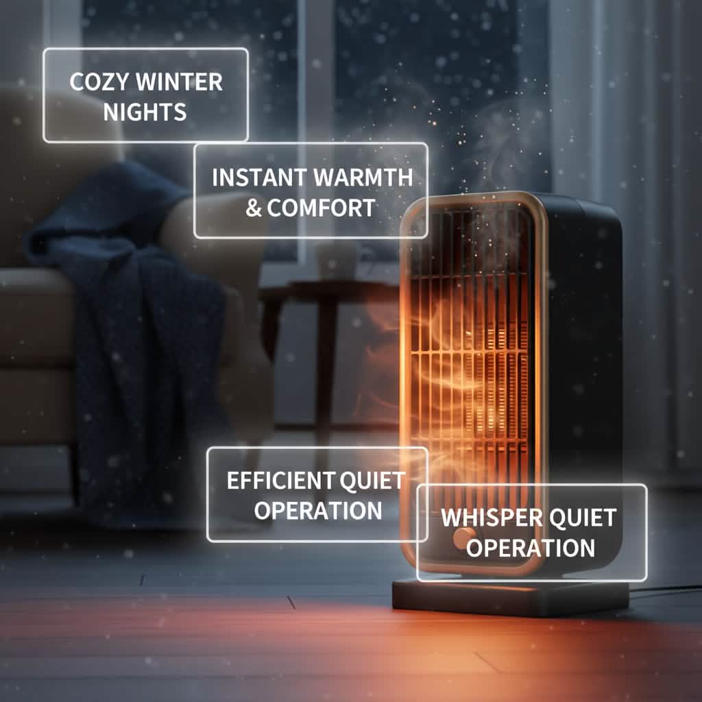 X 500W Portable Ceramic Space Heater with Safety Tip-Over Protection