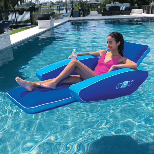 X WOW Watersports Modern Lounger Pool Float with Cup Holder and Reclining Back