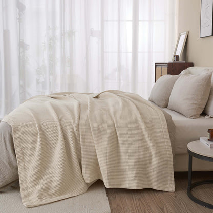 X 100% Cotton Waffle Weave Blanket - Mikala Collection