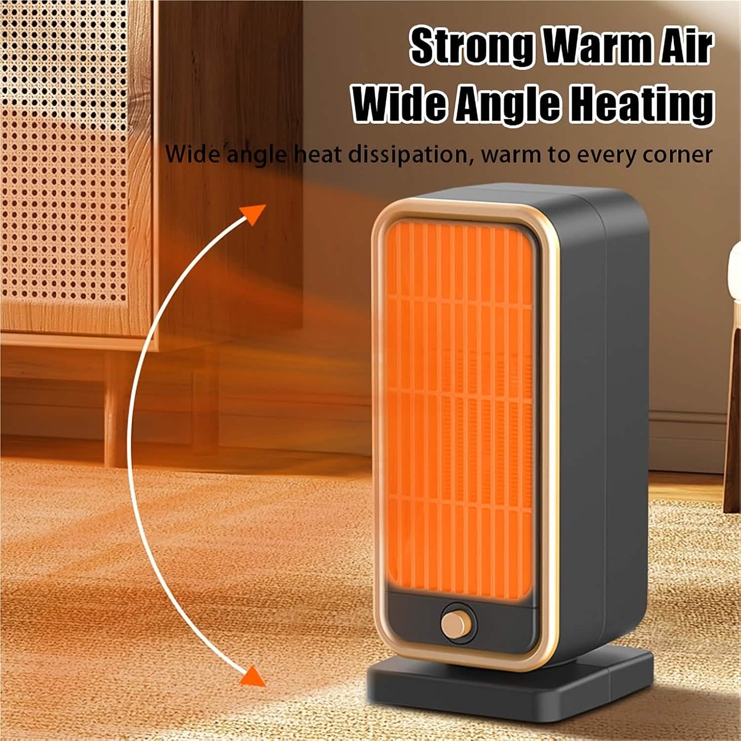 X 500W Portable Ceramic Space Heater with Safety Tip-Over Protection